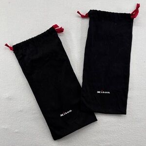 Kiton Black Shoe Bags with Red Drawstrings